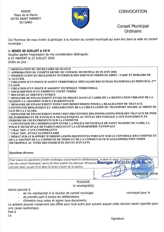 PROCHAIN CONSEIL MUNICIPAL