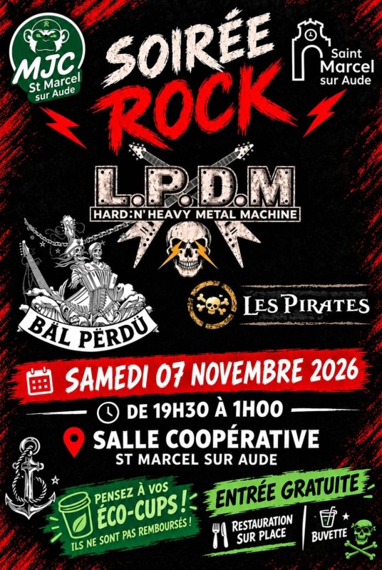 SOIR&Eacute;E ROCK DE LA MJC DE ST-MARCEL SAMEDI 7 NOVEMBRE COOP&Eacute;.