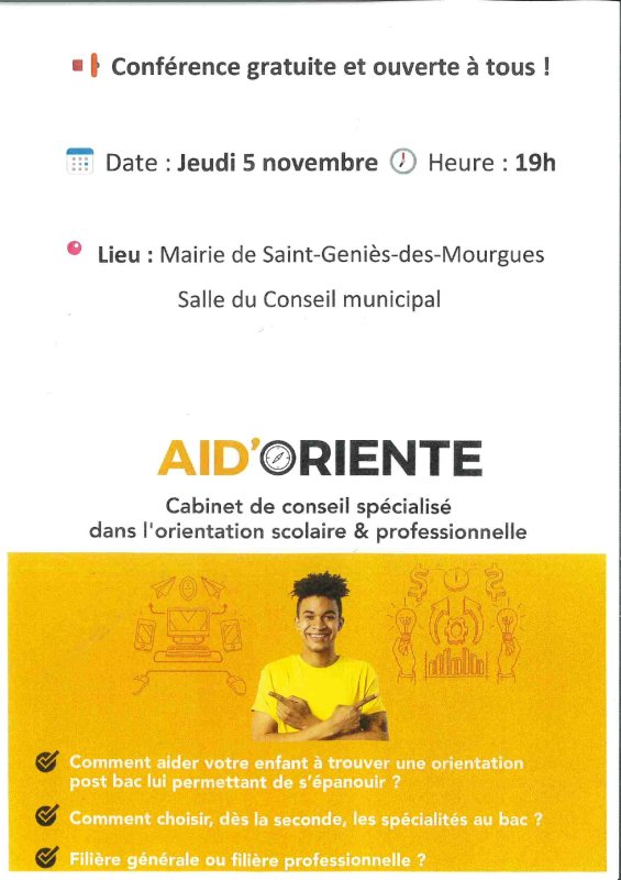 &Eacute;v&egrave;nement : CONFERENCE ORIENTATION SCOLAIRE