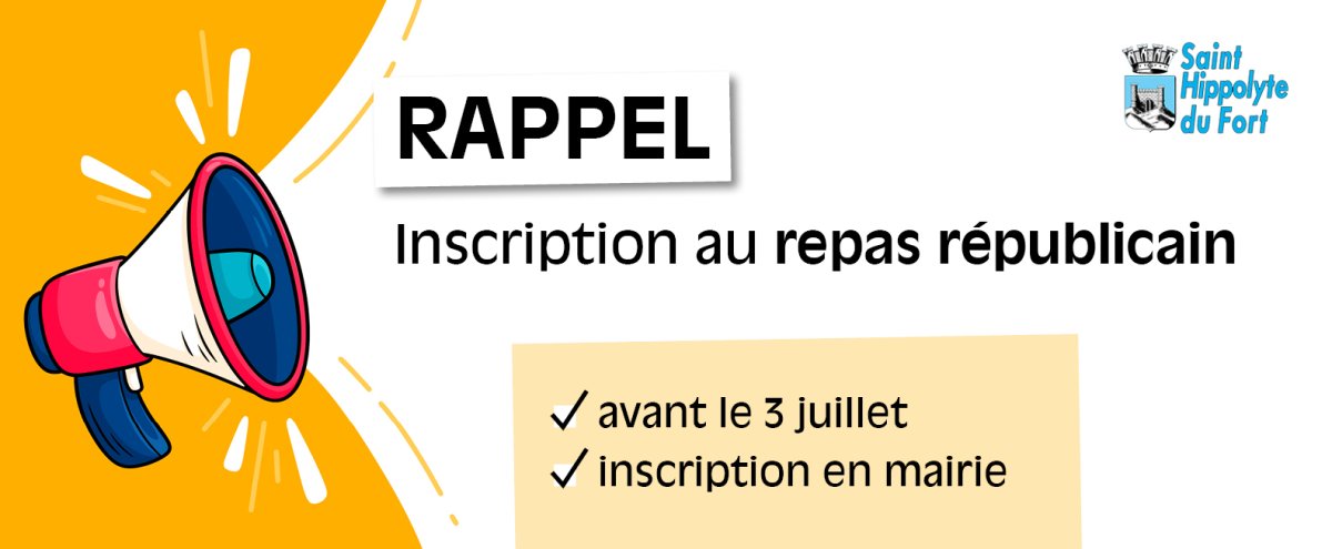 🇫🇷 REPAS REPUBLICAIN OFFERT - Pensez &agrave; vous inscrire en mairie !