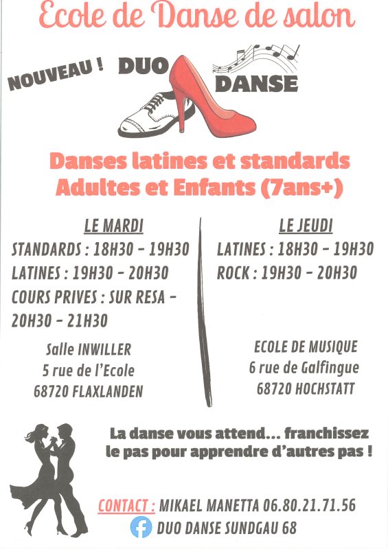 Nouveau : Cours de danse de salon &agrave; la salle Inwiller
