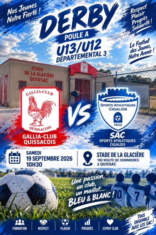 🔴⚪ ⚽ DERBY POULE A U13/U12 &ndash; J2 6 QUISSAC GC/SAC ⚽ 🔵⚪