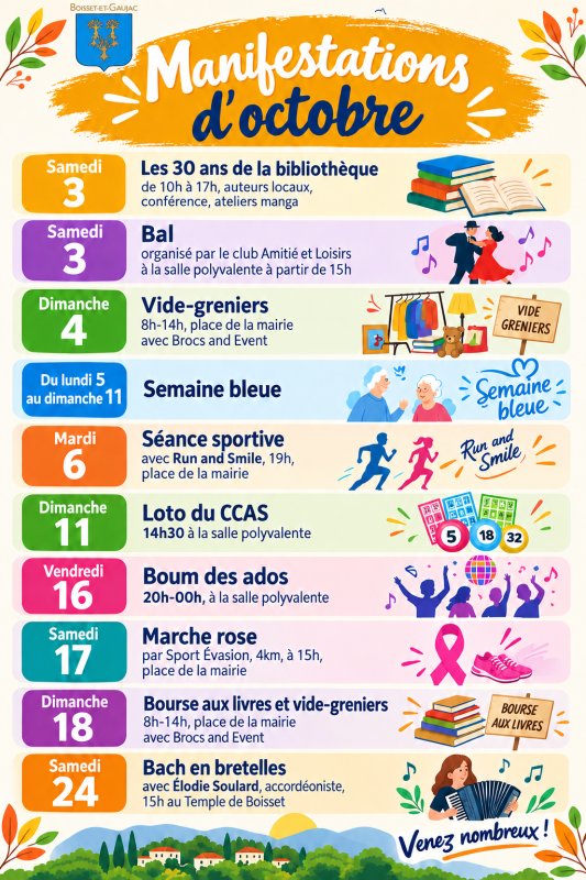 📌Manifestations du mois d'Octobre