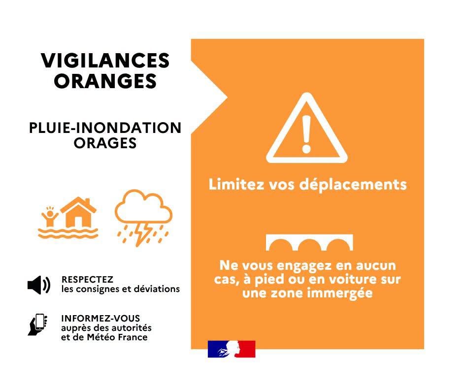 Vigilance Orange orages et pluie-inondation