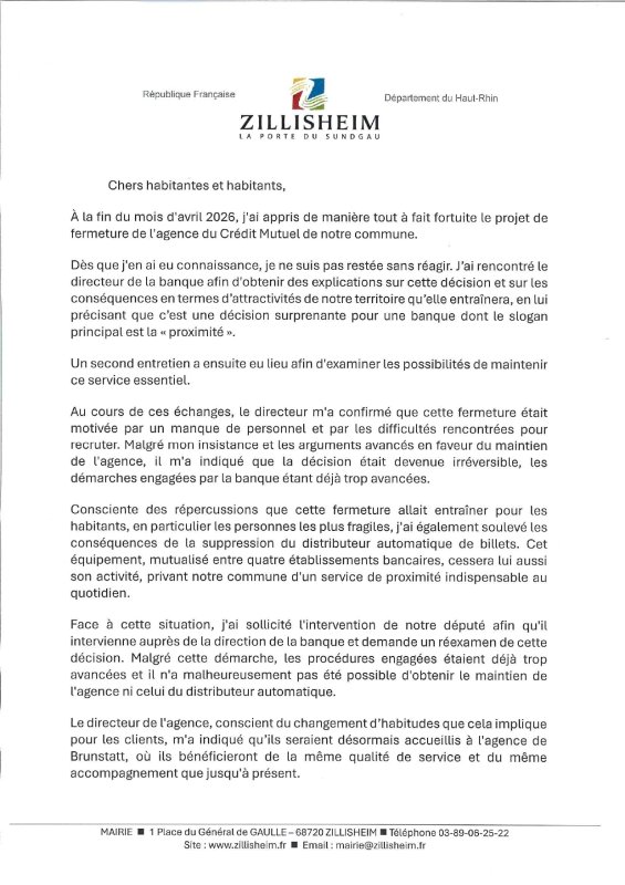 Lettre d'information aux habitants