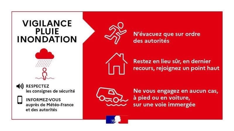 🔴 Vigilance rouge pluie-inondation &agrave; compter de 8h ce mercredi