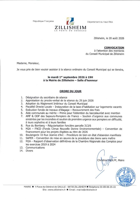 CONVOCATION CONSEIL MUNICIPAL
