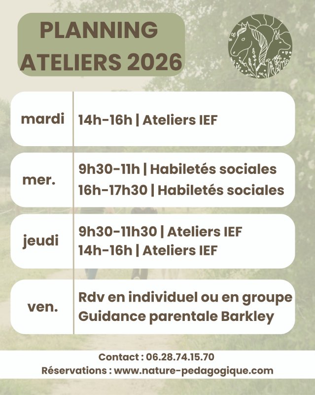 Programme des ateliers de l'ann&eacute;e