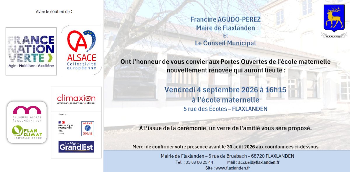 Invitation aux portes ouvertes de l'&eacute;cole maternelle