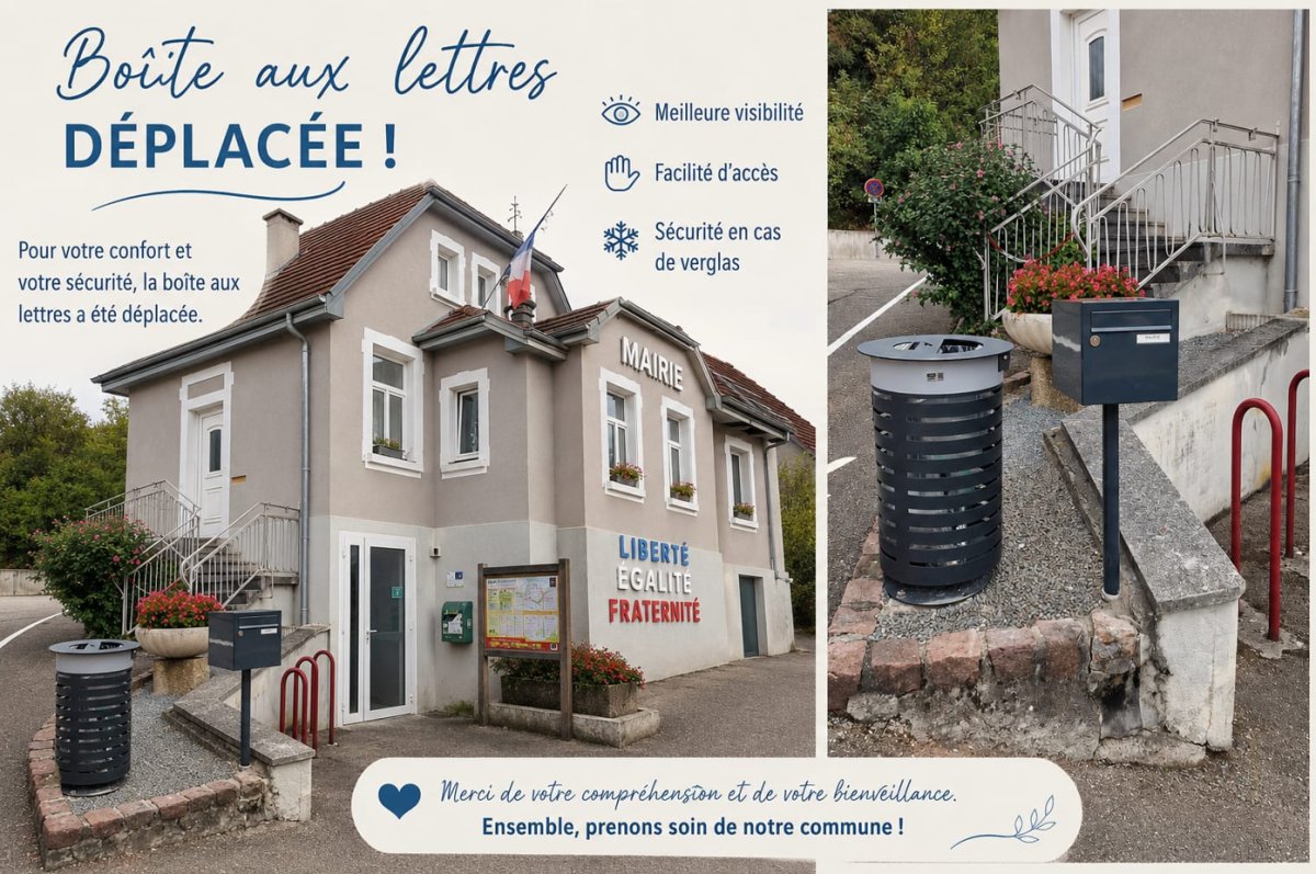 Bo&icirc;te aux lettres de la mairie d&eacute;plac&eacute;e