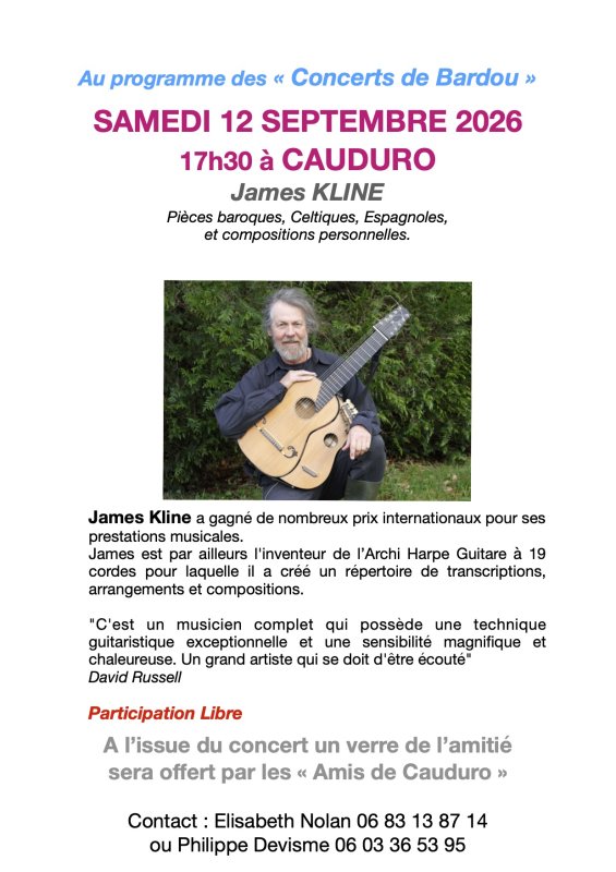 Prochain concert &agrave; CAUDURO, le 12 septembre prochain.