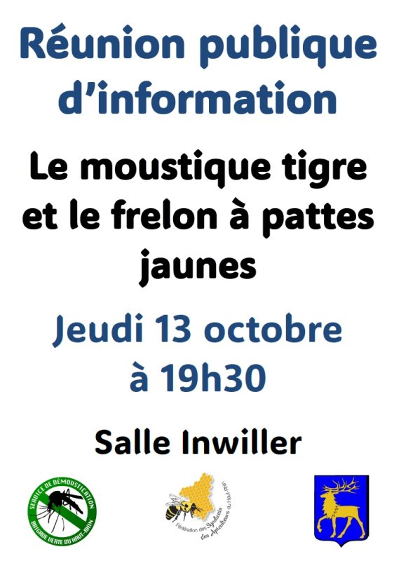 R&eacute;union publique d'information : Moustique tigre et Frelon &agrave; pattes jaunes