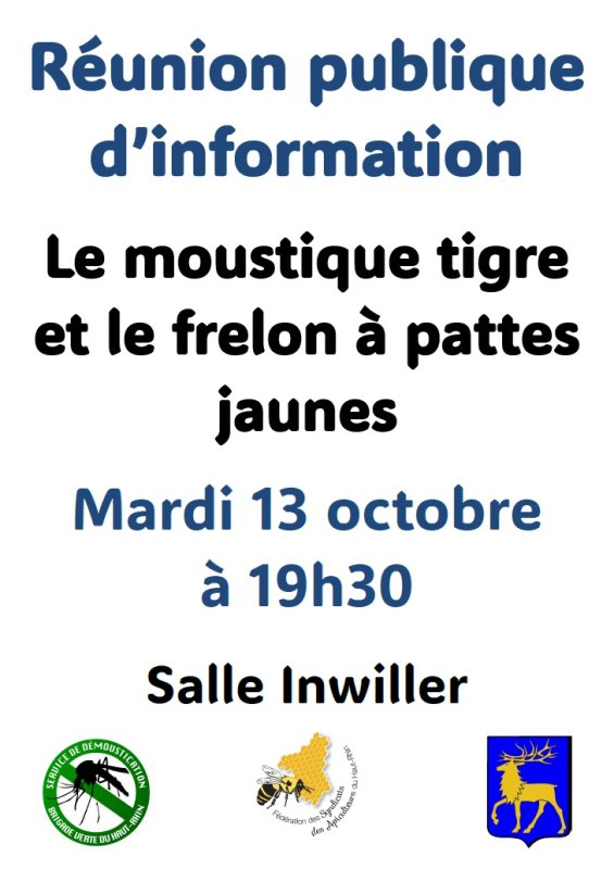 R&eacute;union publique d'information : Moustique tigre et Frelon &agrave; pattes jaunes