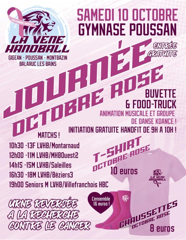 JOURN&Eacute;E OCTOBRE ROSE LA V&Egrave;NE HANDBALL !