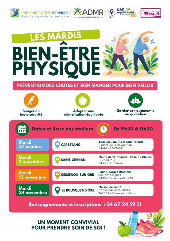 Ateliers Bien-&ecirc;tre pour les + de 65 ans - Gratuit