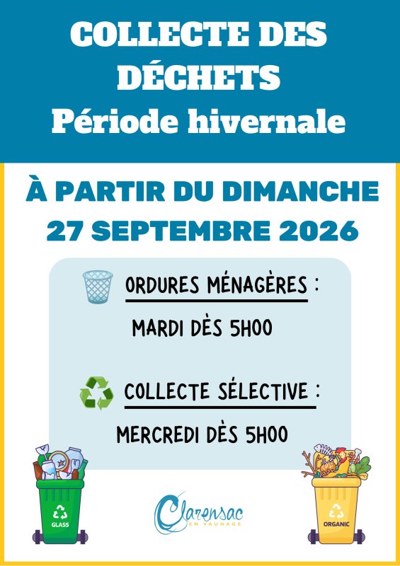 [COLLECTE DES D&Eacute;CHETS] - P&eacute;riode hivernale