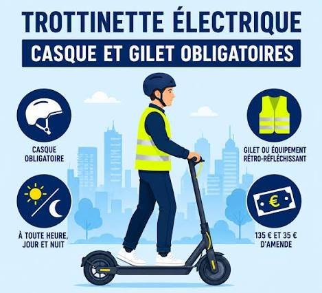 🛴 TROTTINETTES &Eacute;LECTRIQUES : CASQUE ET GILET R&Eacute;TROR&Eacute;FL&Eacute;CHISSANT OBLIGATOIRES DANS L&rsquo;H&Eacute;RAULT