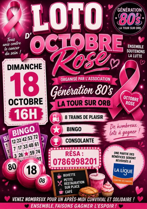 LOTO - Dimanche 18 octobre &agrave; 16H - organis&eacute; par l'association G&eacute;n&eacute;ration 80's