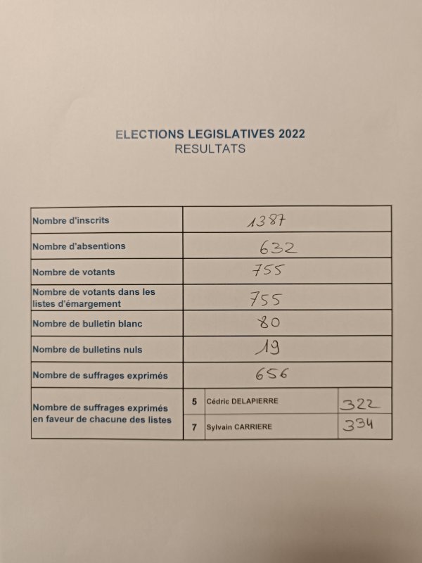 Résultats des élections législatives du 19 juin 2022