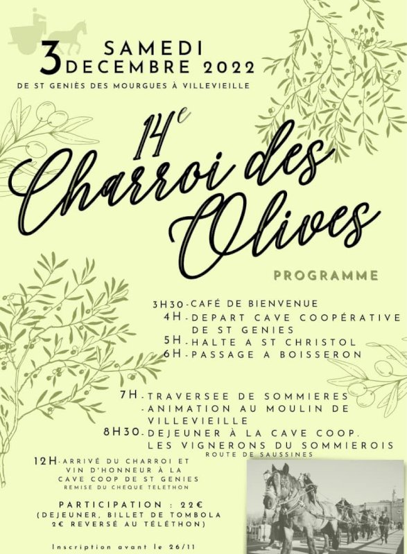Annulation du CHARROI DES OLIVES demain samedi 03/12/2022