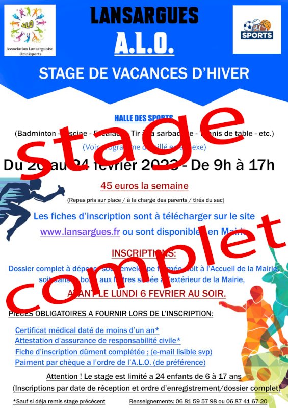 LANSARGUES A.L.O Stage Vacances d'Hiver 2023