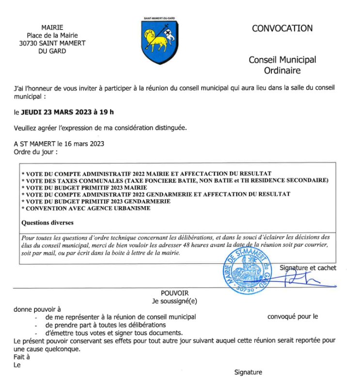 PROCHAIN CONSEIL MUNICIPAL