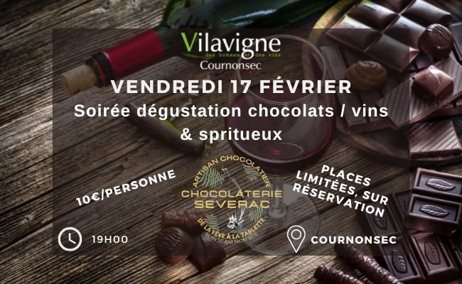 Soirée dégustation chocolats / vins & spiritueux - Vilavigne Cournonsec