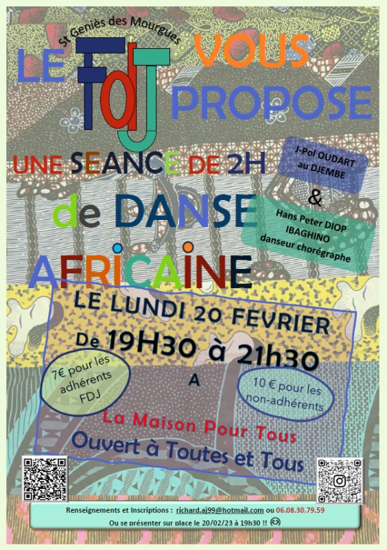 [FDJ] Atelier Danse Africaine lundi 20 fev. 19h30