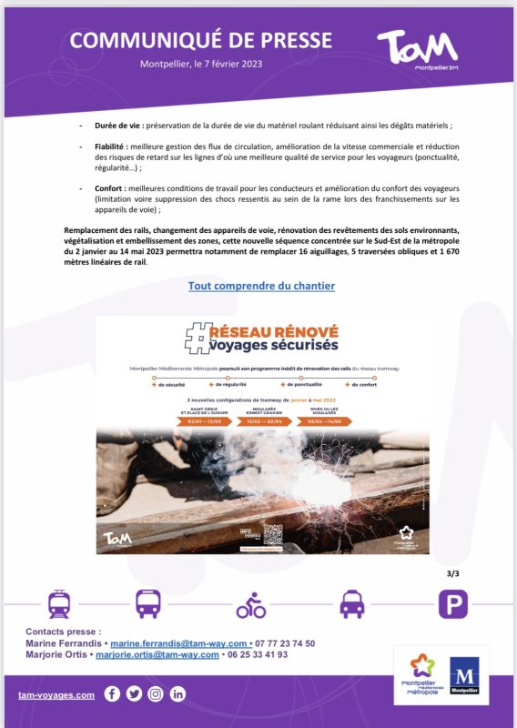 Prochainement : travaux de maintenance sur le tramway de la Métropole