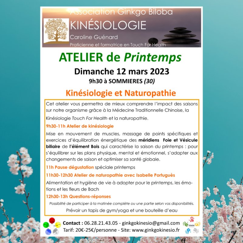 Atelier Printemps : Kinésiologie et Naturopathie Dimanche 12 mars (matinée)