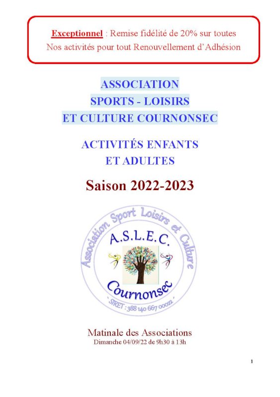 Livret Activités ASLEC Actualisé 2022/2023