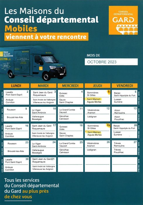 Calendrier octobre 2023 maisons conseil départemental mobiles