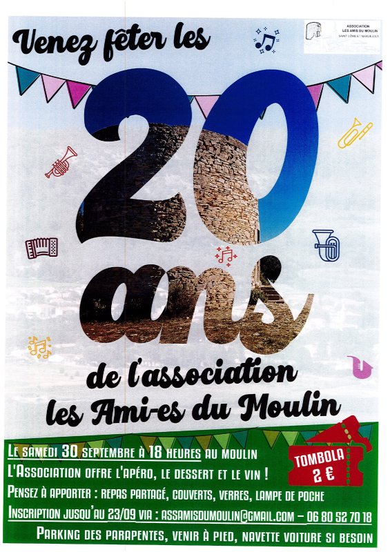 Repas partagé : les 20 ans de l'association "Les ami(e)s du moulin"