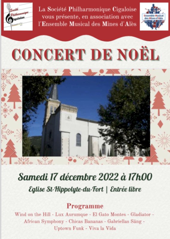 Concert de Noël Samedi 17  décembre 2022 à 17h