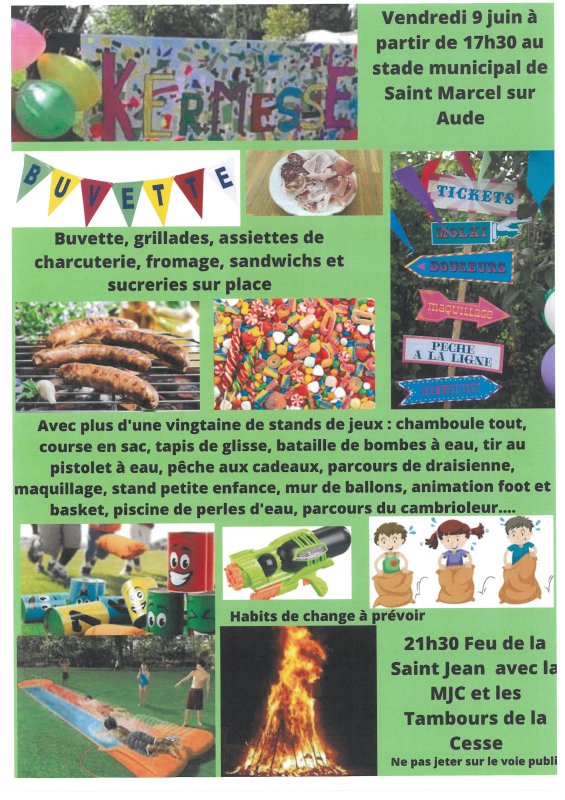 KERMESSE DES PARENTS D'ÉLÈVES : STADE VENDREDI 9 JUIN 17h30