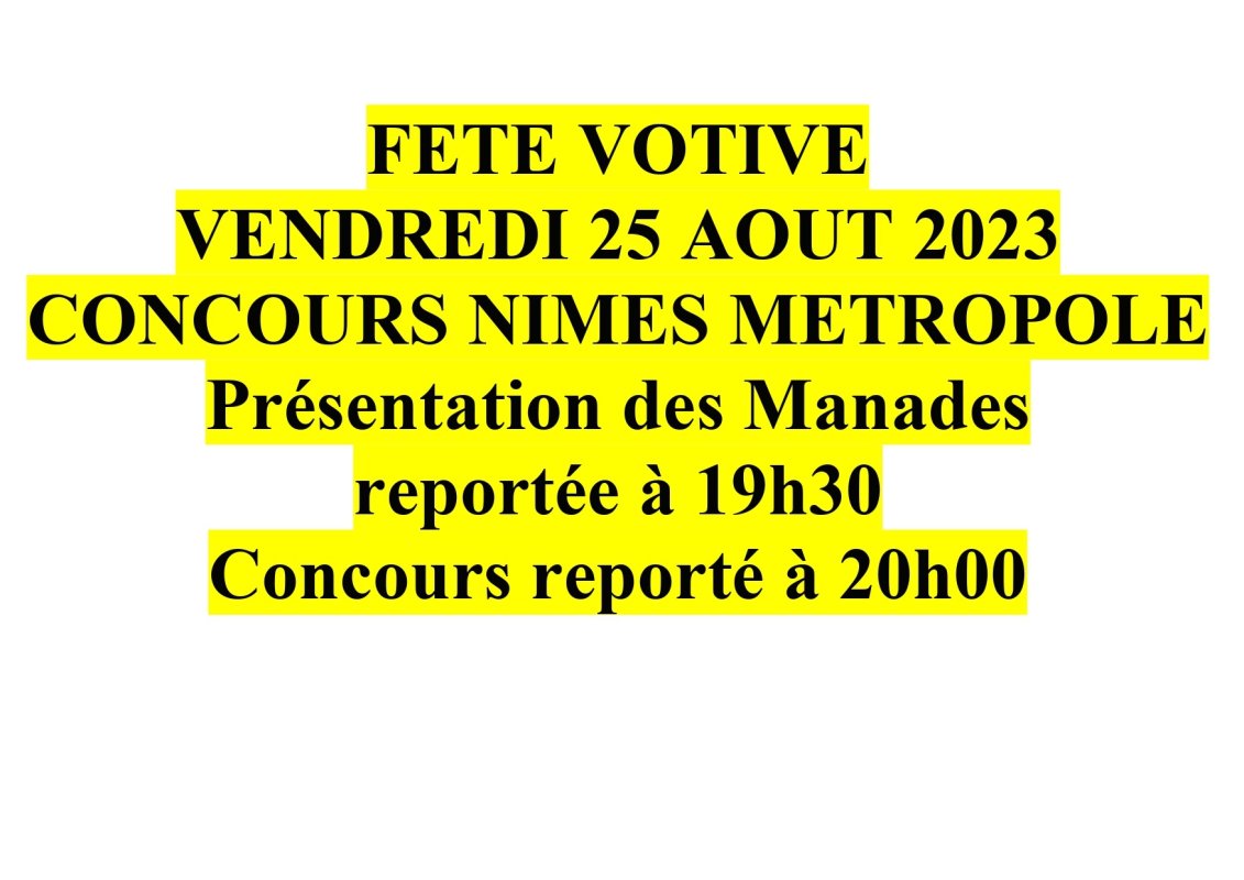 INFORMATION CONCOURS NIMES METROPOLE  VENDREDI 25 AOUT 2023