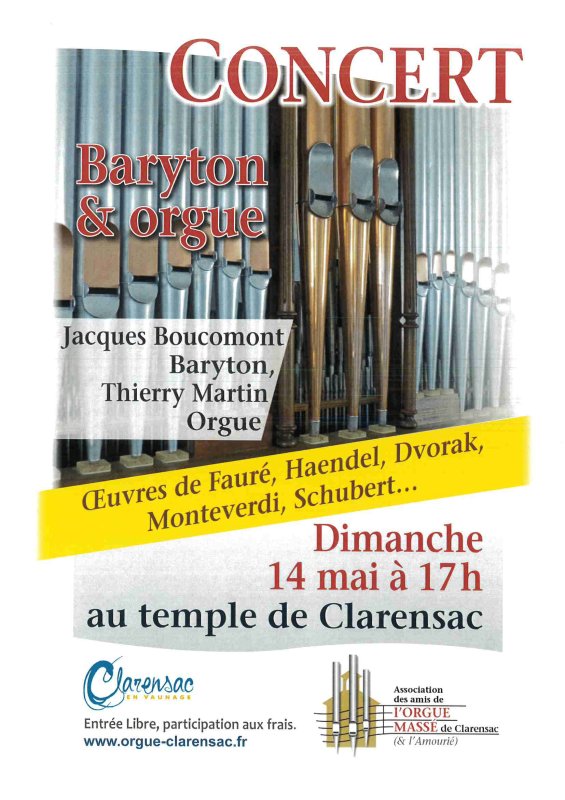 Concert Dimanche 14 mai 2023 au Temple de Clarensac