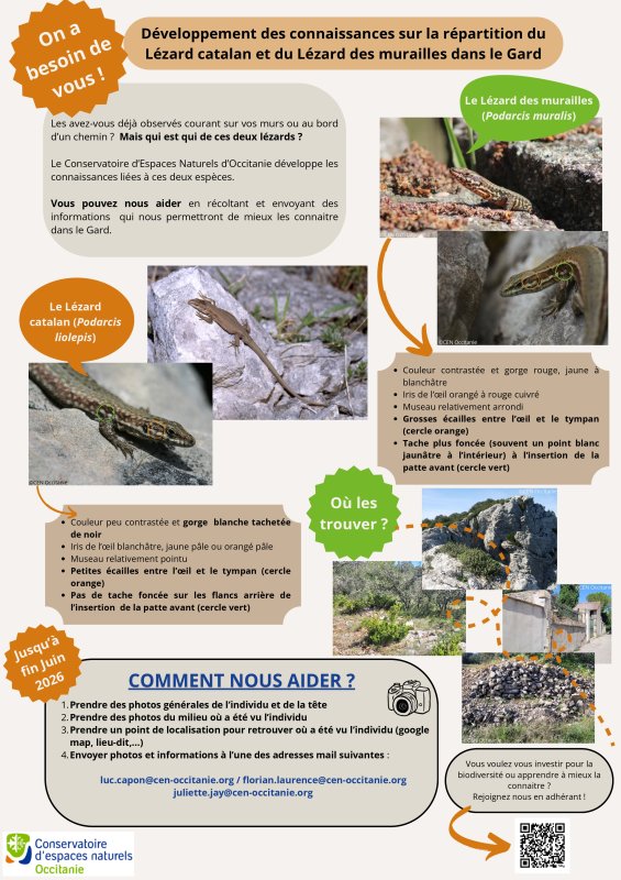 Le conservatoire d'espaces naturels d'Occitanie à besoin de vous ! 🦎