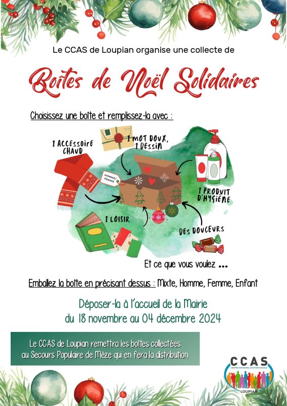 Le CCAS de Loupian organise une opération de boîtes de Noël solidaires !