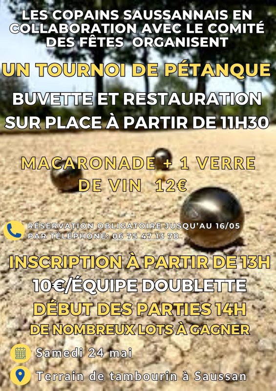 Tournoi de pétanque samedi 24 mai 2025