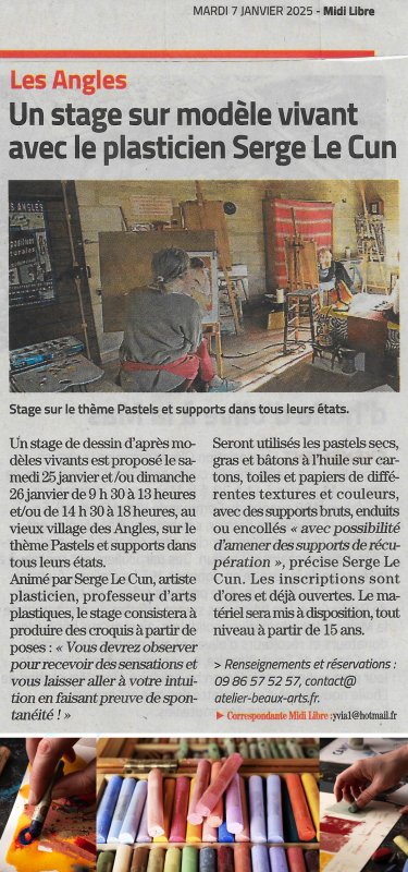 Stage dessin le 25 et/ou 26 janvier