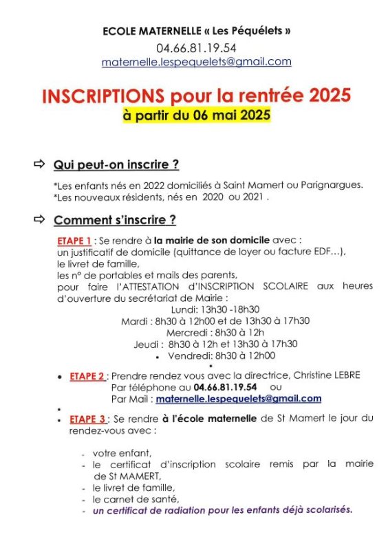 INSCRIPTIONS RENTREE 2025