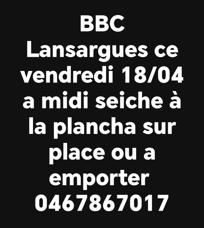 Plat du jour vendredi 18 avril bbc Lansargues