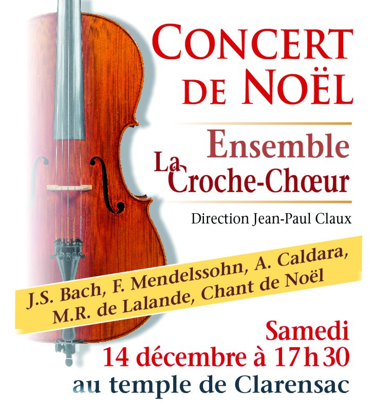 Concert de Noël au temple de Clarensac le samedi 14 décembre à 17h30