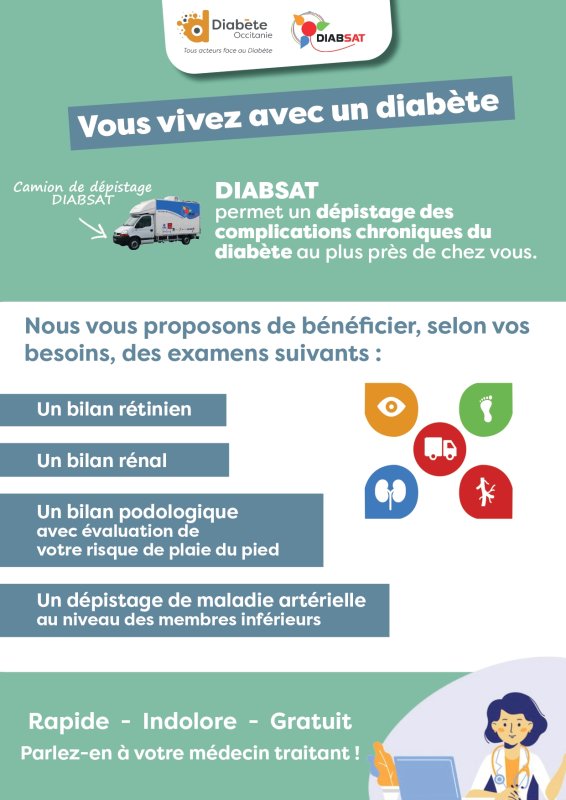 Évènement : Camion itinérant de dépistage du diabète. Parking de la maison médicale. Jeudi 23 janvier 2025.