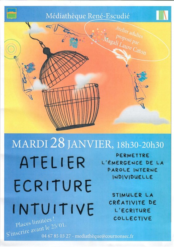 Atelier écriture intuitive mardi 28 janvier 18h30-20h30