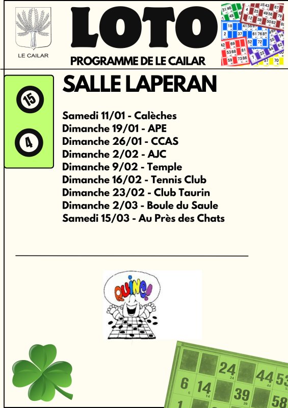 PROGRAMME DES LOTOS EN CE DEBUT D'ANNÉE 2025