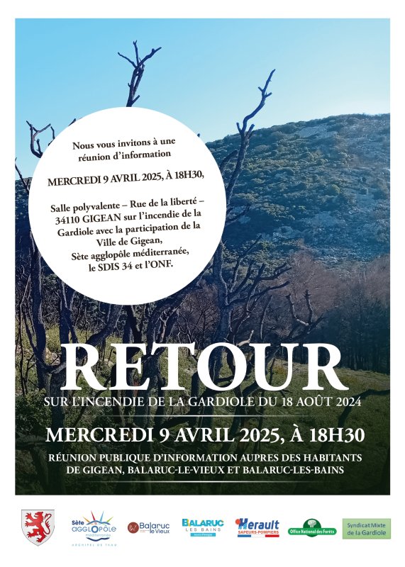 Incendie du Massif de la Gardiole d’août dernier : après Frontignan, une réunion publique d’information à Gigean le 9 avril