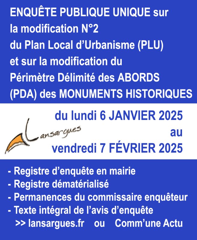 Enquête publique unique, Modification du P.L.U. aux abords des Monuments historiques