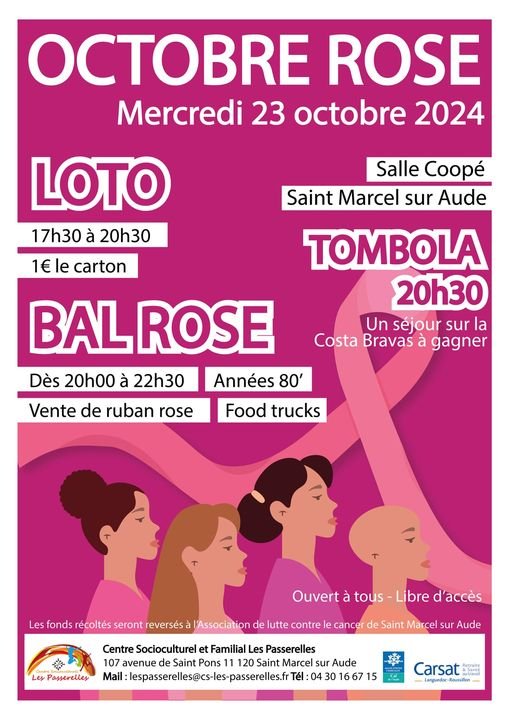 Passerelles : "Octobre Rose". Salle La Coopé. Mercredi 23 octobre.